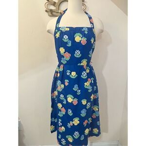 Malia Honolulu Vintage 60s Blue Floral Halter Dress  XS